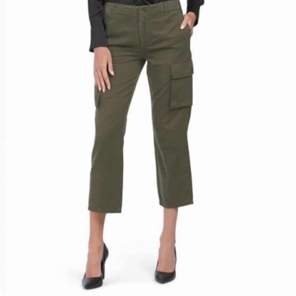 FRAME Washed Surplus Green Relaxed Cropped Utility Cargo Pants 25